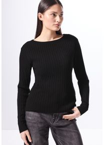 Damen Strickpullover, schwarz, casual, Gr. 40, STREET ONE STUDIO, unifarben, Stoff, 30% Polyester, 29% Polyacryl, 21% Viskose, 20% Nylon, Pullover,