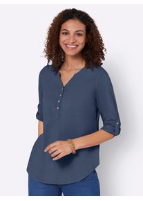 Casual Looks Damen Longbluse, blau, Gr. 38, unifarben, 100% Viskose, Blusen