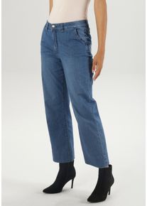 Damen Straight-Jeans, blau, Basic, Gr. 38, Aniston SELECTED, Denim/Jeans, Obermaterial: 98% Baumwolle, 2% Elasthan, Jeans, mit weitem Bein; regular