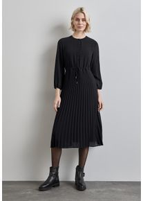 Street One Damen Midikleid, schwarz, casual, Gr. 38, unifarben, Stoff, Oberstoff: 100% Polyester; Futter: 100% Viskose, Kleider, mit