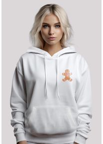 F4NT4STIC Damen Kapuzenpullover "Weihnachten Lebkuchen Männchen", weiß, casual, Gr. XXL, Obermaterial: 65% Baumwolle, 35% Polyester, Pullover,