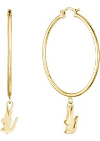 Lacoste Damen Paar Creolen "CROCODILE, 2040375, 2040376", Edelstahl, gold, Edelstahl, Ohrringe