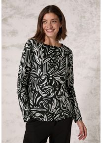 Cecil Damen Langarmshirt, grau, casual, Gr. M, bedruckt, Web, Stoff, 50% Baumwolle, 50% Modal, Shirts, mit Materialmix