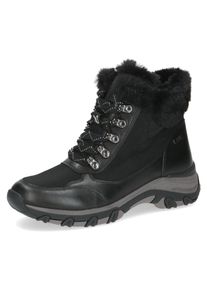 Caprice Damen Winterboots, Gr. 41, schwarz, Leder, Textil, unifarben, casual, Schuhe, Keilabsatz, Schnürboots, Outdoorschuh in bequemer Weite