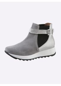 Heine Damen Stiefelette, Gr. 40, grau, Leder, Veloursleder, modisch, Schuhe