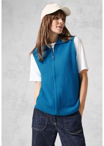 Cecil Damen Kurzweste, blau, casual, Gr. S, unifarben, Web, 37% Baumwolle, 34% Polyacryl, 26% Polyester, 3% Elasthan, Westen, mit geschlitztem