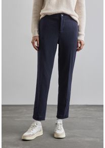 Street One Damen Chinohose, blau, casual, Gr. 42, Nadelstreifen, Stoff, 60% Viskose, 28% Polyester, 10% Polyamid, 2% Elasthan, Hosen, mit