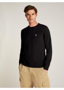Herren Rundhalspullover "MODERN CREW NECK SWEATER", schwarz, casual, Gr. L, Calvin Klein Jeans, unifarben, Strick, Obermaterial: 100% Baumwolle,
