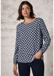 Cecil Damen Langarmbluse, blau, casual, Gr. L, bedruckt, Stoff, 100% Viskose, Blusen, aus softer Viskose