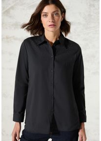 Cecil Damen Langarmbluse, schwarz, casual, Gr. L, gepunktet, Web, 70% Baumwolle, 27% Nylon, 3% Elasthan, Blusen, mit Materialmix