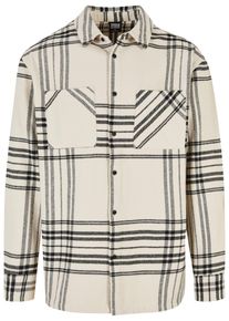 Urban Classics Herren Langarmhemd "Urban Classics Herren Long Oversized Checked Summit Shirt", beige, Gr. L, 100% Baumwolle, Hemden