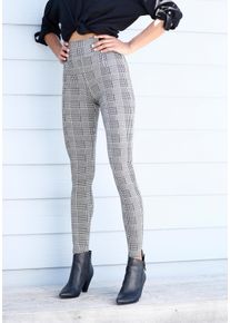 Buffalo Damen Leggings, Gr. 36, schwarz-weiß, Strick, Obermaterial: 89% Polyester, 9% Polyamid, 2% Elasthan, Glencheckmuster, kariert, casual, Hosen,