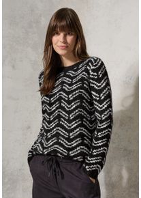 Cecil Damen Strickpullover, schwarz, casual, Gr. XS, gemustert, Stoff, 68% Polyester, 32% Baumwolle, Pullover, mit grafischem Muster