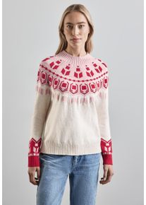 Street One Damen Strickpullover, rot, casual, Gr. 44, gemustert, Web, Stoff, 37% Baumwolle, 34% Polyacryl, 26% Polyester, 3% Elasthan, Pullover, mit