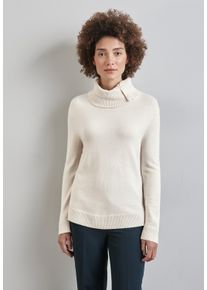 Street One Damen Rollkragenpullover, weiß, casual, Gr. 46, unifarben, Stoff, 52% Viskose, 28% Polyester, 20% Nylon, Pullover, mit Knopf Details