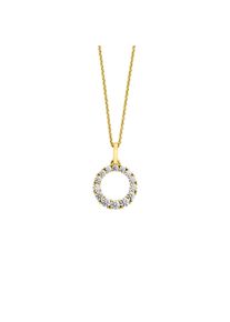 OROLINO Damen Kette mit Anhänger "Gold 333 mit 14 weißen Zirkonia-Steinen 42cm lang", 42cm, Gold, L: 42cm B: 12.7mm, gelb, Gold, B:12.7mm, Halsketten