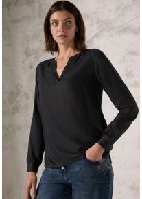 Cecil Damen Langarmbluse, schwarz, casual, Gr. M, unifarben, Stoff, 100% Viskose, Blusen, aus softer Viskose