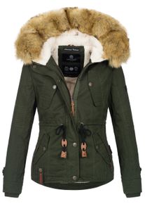 Navahoo Damen Winterjacke "Pearl", grün, Gr. S, Obermaterial: 100% Polyester; Innenmaterial: 100% Polyester; Futter: 100% Polyester; Kunstfell: 90%