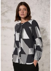 Cecil Damen Langarmbluse, schwarz, casual, Gr. XL, bedruckt, Stoff, 88% Viskose, 12% Nylon, Blusen, aus softer Viskose