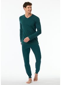 Schiesser Herren Schlafanzug "Casual Essentials", Gr. 52, blau, Single Jersey, Obermaterial: 100% Baumwolle, unifarben, gemustert, casual,