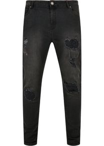 Urban Classics Herren Bequeme Jeans "Urban Classics Herren Heavy Destroyed Slim Fit Jeans", schwarz, casual, Gr. 30, unifarben, 98% Baumwolle, 2%