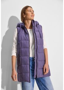 Cecil Damen Steppweste, lila, casual, Gr. XS, unifarben, Stoff, 100% Polyester, Westen, mit Kapuze mit Tunnelzugband