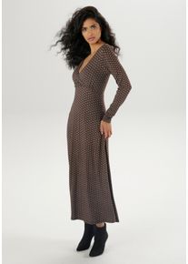 Damen Maxikleid, schwarz, feminin, Gr. 42, Aniston SELECTED, bedruckt, gemustert, Single Jersey, Obermaterial: 95% Viskose, 5% Elasthan, Kleider, mit