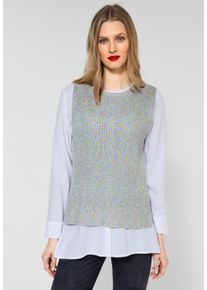 Street One Damen Rundhalspullover, lila, casual, Gr. 42, mehrfarbig, Web, 54% Baumwolle, 46% Polyacryl, Pullover, mit Rundhalsausschnitt