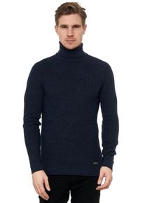 Rusty Neal Herren Rollkragenpullover, blau, sportlich, Gr. XXL, unifarben, 82% Polyacryl, 10% Polyamid, 8% Elasthan, Pullover, mit stilvollem