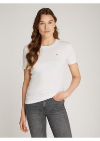 Tommy Hilfiger Damen T-Shirt "SLIM CODY C-NK SS", beige, casual, Gr. XXXL, unifarben, Jersey, Obermaterial: 100% Baumwolle, Shirts, mit Logostickerei