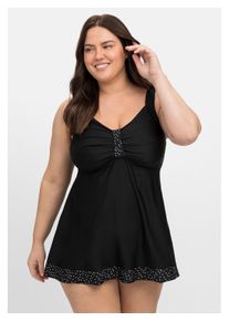 sheego Damen Tankini-Top "Große Größen", schwarz, Gr. 40, Polyamid, Xtra Life LYCRA, Bikini-Oberteile, in leicht ausgestellter Longform