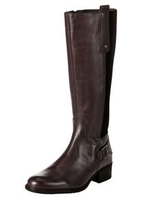 sheego Damen Weitschaftstiefel "Große Größen", Gr. 43, braun, Obermaterial: 100% Leder, klassisch, Schuhe, mit Zierschnalle und Stretcheinsatz