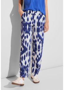 Street One Damen Stoffhose, blau, casual, Gr. 46, gemustert, Stoff, 100% Viskose, Hosen, High Waist