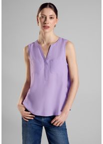 Street One Damen Blusentop, lila, casual, Gr. 44, unifarben, Stoff, 100% Viskose, Blusen, aus softer Viskose