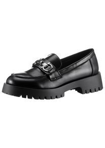ANISTON SHOES Damen Loafer, Gr. 37, schwarz, Lederimitat, modisch, Schuhe, Slipper, Halbschuh mit Bequemweite G (=weit) - NEUE KOLLEKTION