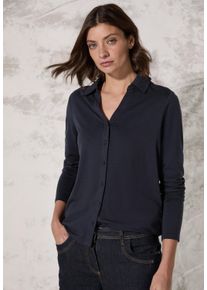 Cecil Damen Langarmshirt, blau, casual, Gr. XXL, unifarben, Stoff, 48% Modal, 47% Baumwolle, 5% Elasthan, Shirts, aus Baumwolle mit Stretchante