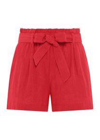 Lascana Damen Shorts, rot, modisch, Gr. 40, unifarben, Web, Obermaterial: 58% Viskose, 28% Baumwolle, 14% Leinen, Hosen, im Paperbag-Stil, Leinenmix,