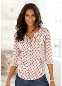 Lascana Damen Blusenshirt "mit Knopfleiste", rosa, casual, Gr. 36, gemustert, Single Jersey, Obermaterial: 65% Polyester (REPREVE), 35% Viskose,