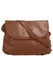 wouwou Damen Umhängetasche, braun, Leder, unifarben, leicht glänzend, Taschen, echt Leder