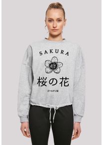 F4NT4STIC Damen Sweatshirt "Kirschblüten Golden Gai", grau, casual, Gr. S, Obermaterial: 65% Baumwolle, 35% Polyester, Sweatshirts, Print