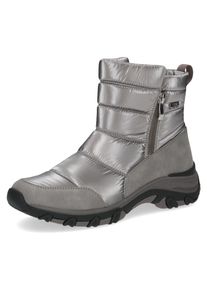 Caprice Damen Winterboots, Gr. 36, grau, Textil, Lederimitat, unifarben, metallic, casual, Schuhe, Keilabsatz, Snowboots, Stiefelette, Outdoorschuh