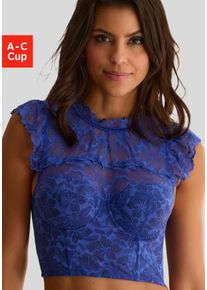 Lascana Damen Schalen-BH, Gr. 90, blau, Obermaterial: 60% Polyamid, 35% Polyester, 5% Elasthan, BHs, mit Bügel aus edler, dezent transparenter