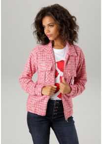 Aniston CASUAL Damen Blouson, rosa, modisch, Gr. 38, meliert, Strukturmuster, Bouclu00e9, Obermaterial: 40% Baumwolle, 40% Polyester, 20% Viskose,