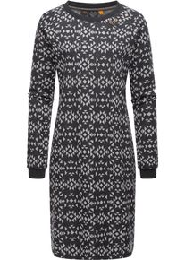 Ragwear Damen Sweatkleid "Dassa Aztec", grau, Basic, Gr. XL, 70% Baumwolle, 30% Polyester, Kleider, stylisches Langarmkleid für den Winter