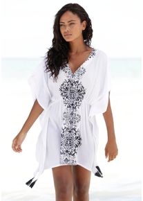 Buffalo Damen Tunika, schwarz-weiß, casual, Gr. 36, bedruckt, Cru00eape, Obermaterial: 100% Viskose, Tuniken, aus gekreppter Viskose, Blusenkleid,