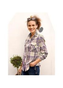 Flanellbluse Casual Looks Gr. 54, lila (orchidee, elfenbein, kariert) Damen Blusen