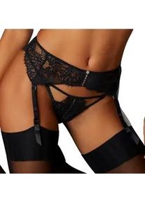 Strapsgürtel JETTE Gr. 40/42, N-Gr, schwarz Damen Strumpfhalter aus transparenter Spitze, sexy Dessous, Reizwäsche