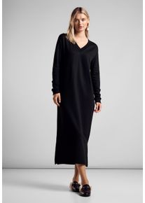 Street One Damen Midikleid, schwarz, casual, Gr. 38, unifarben, Stoff, 87% Viskose, 13% Polyester, Kleider, in Unifarbe
