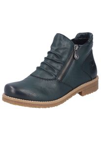 Rieker Damen Stiefelette, Gr. 41, grün, Lederimitat, unifarben, sportlich, Schuhe, Schlupfboots, Ankleboots mit beidseitigem Reißverschluss