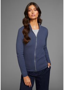Laura Scott Damen Strickjacke, blau, Basic, Gr. 32, unifarben, Rippstrick, Obermaterial: 50% Baumwolle, 50% Polyacryl, Strickjacken, in